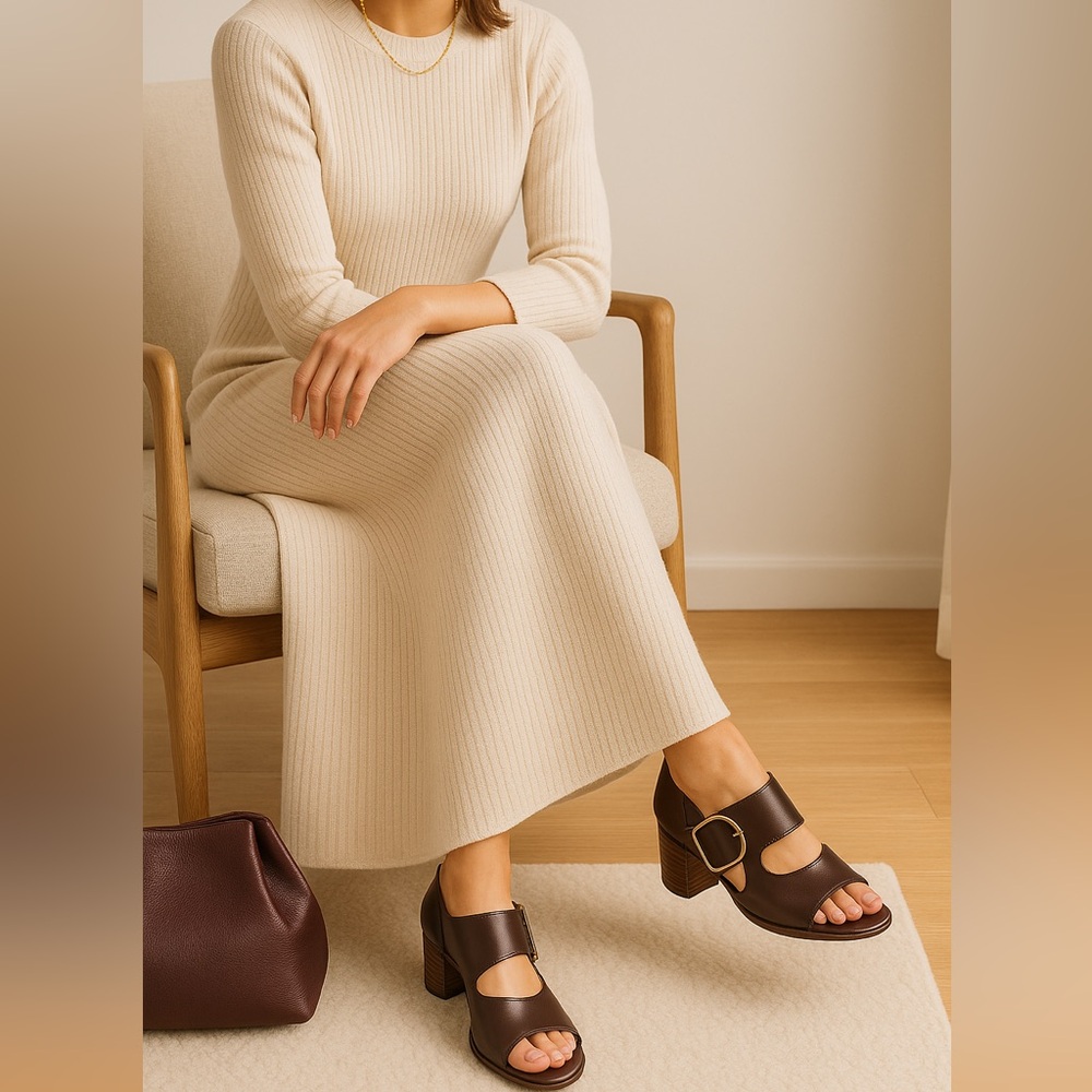 Franco Sarto Brown Leather Women's Sandals